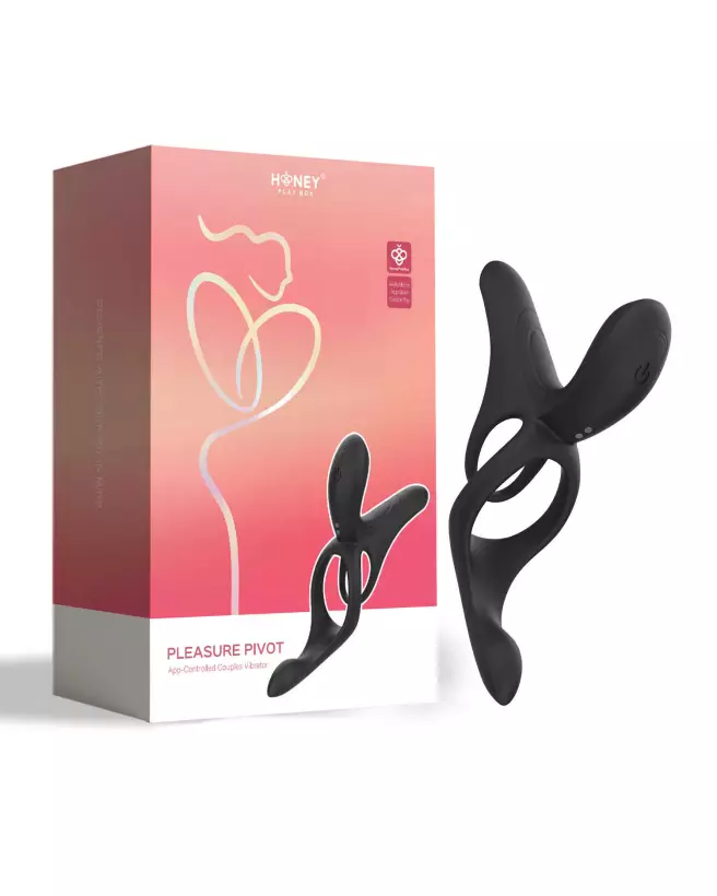 Vibromasseur Pleasure Pivot Honey Play Box pour couples, contrôlé par application, en noir-1