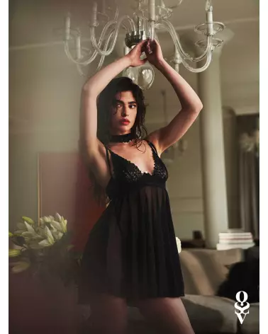Obsessive Donarella Babydoll et String Noir - Lingerie Élégante et Confortable-4