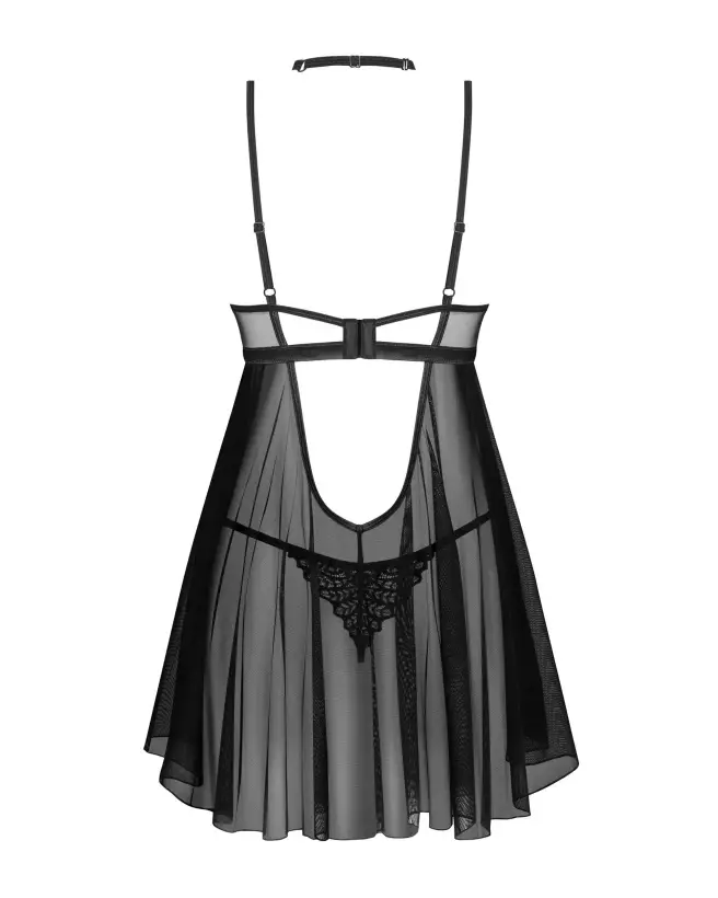 Obsessive Donarella Babydoll et String Noir - Lingerie Élégante et Confortable-6