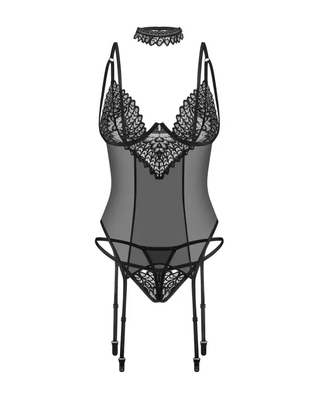 Corset et string Donarella noir élégant de Obsessive-6