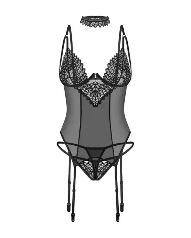Corset et string Donarella noir élégant de Obsessive-6