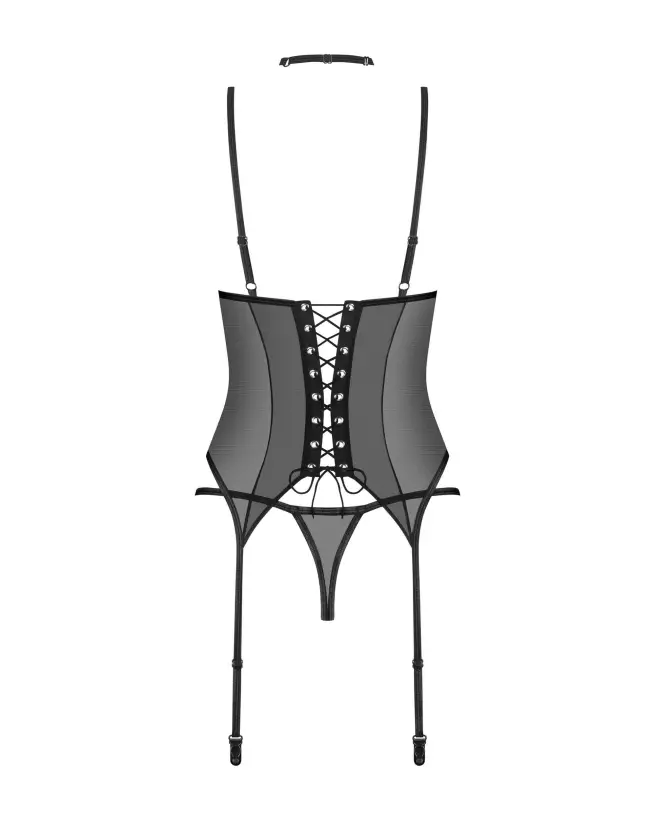 Corset et string Donarella noir élégant de Obsessive-7