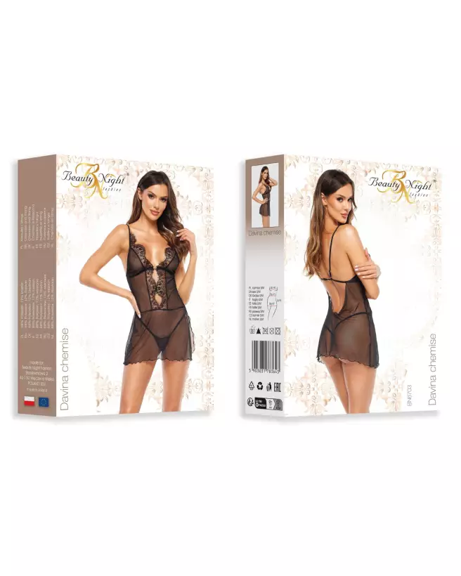 Image de la nuisette Davina noire par Beauty Night, lingerie élégante et confortable-7