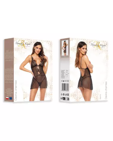 Image de la nuisette Davina noire par Beauty Night, lingerie élégante et confortable-7