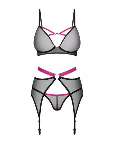 Photo de l'ensemble Novenes 3 pièces noir par Obsessive, lingerie de luxe-5