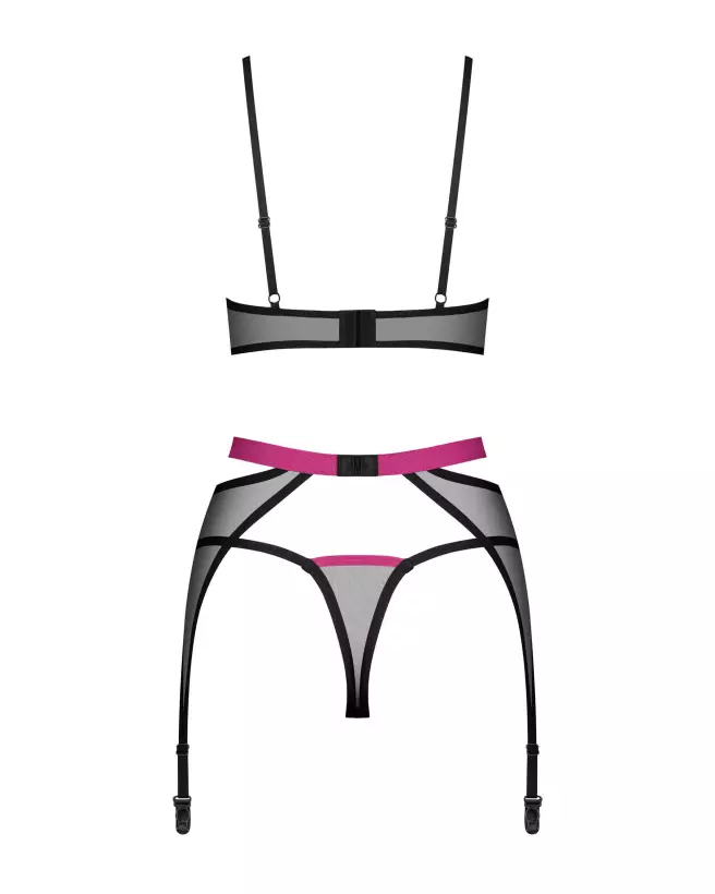 Photo de l'ensemble Novenes 3 pièces noir par Obsessive, lingerie de luxe-6