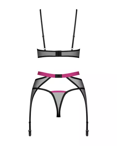 Photo de l'ensemble Novenes 3 pièces noir par Obsessive, lingerie de luxe-6