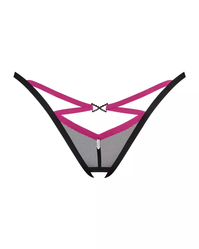 Photo du Novenes string ouvert noir de Obsessive, lingerie élégante et séduisante-4