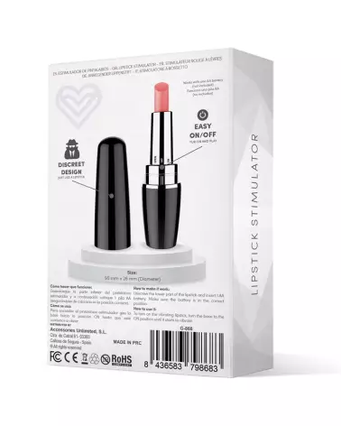 Image du LATETOBED Viblips Lipstick Stimulator Black, stimulateur clitoridien compact en forme de rouge à lèvres-2
