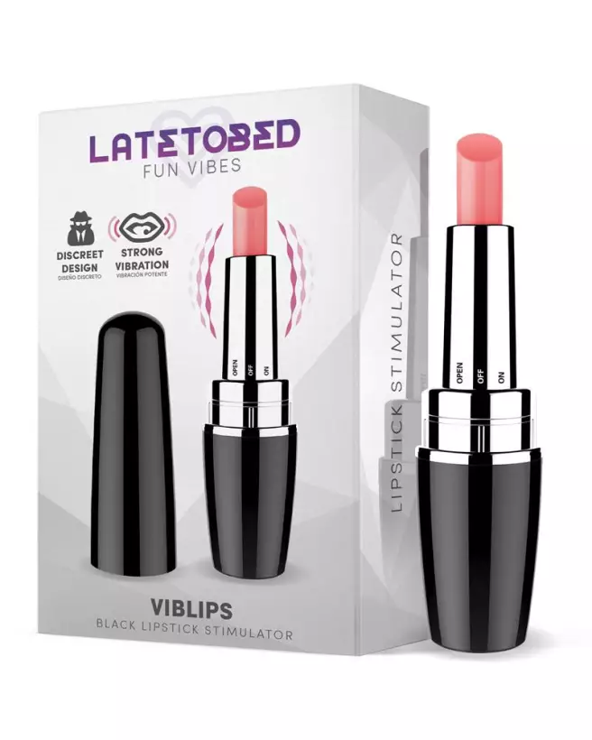 Image du LATETOBED Viblips Lipstick Stimulator Black, stimulateur clitoridien compact en forme de rouge à lèvres-4