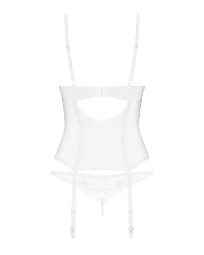 Corset et string Alissium blanc par Obsessive, lingerie fine élégante-7