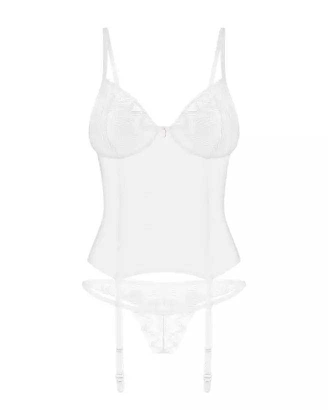 Corset et string Alissium blanc par Obsessive, lingerie fine élégante-8