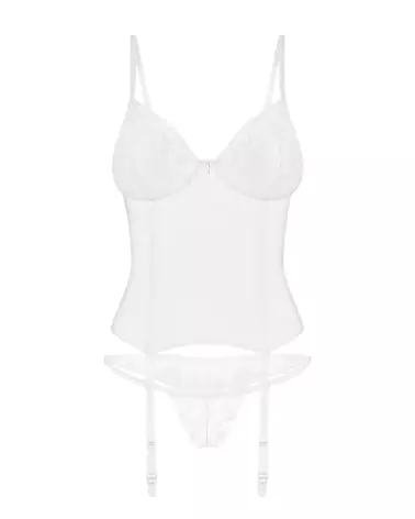Corset et string Alissium blanc par Obsessive, lingerie fine élégante-8