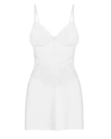 Nuisette Alissium blanche Obsessive avec string assorti-6
