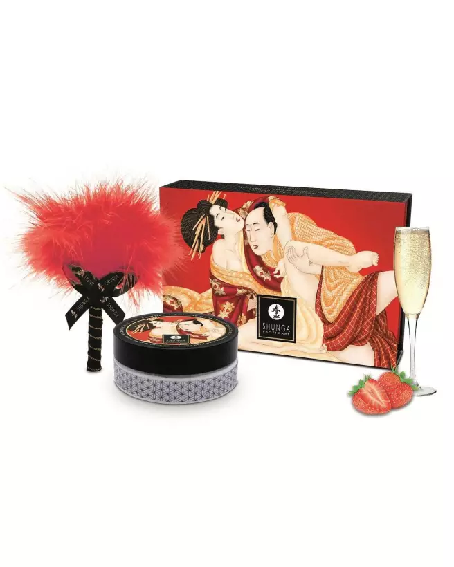 Poudre de massage délectable SHUNGA fraise et champagne pour soins corporels luxueux-1