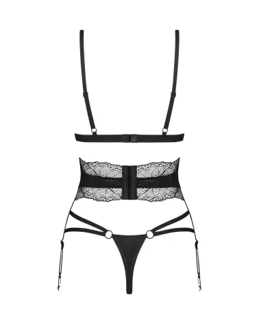 Photo de l'ensemble Lobellis 3 pièces noir par Obsessive, lingerie de luxe élégante et séduisante-7