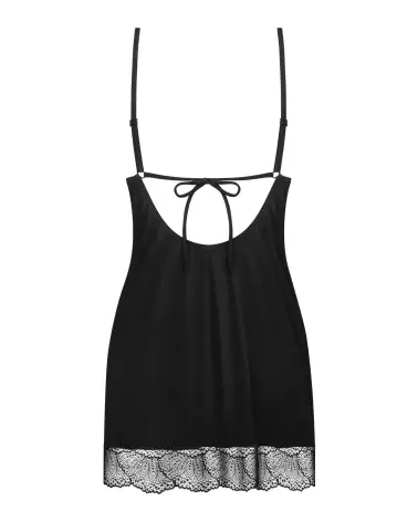 Image de la nuisette et string noirs Obsessive, lingerie féminine élégante et sensuelle-6