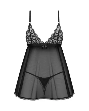 Photo de Babydoll et String Noir Obsessive - Lingerie Élégante et Sensuelle-7