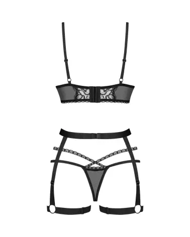 Photo de l'ensemble de lingerie noir Obsessive, 3 pièces élégantes et confortables-7