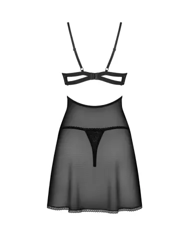 Babydoll noire et string Obsessive, lingerie sensuelle et féminine-6