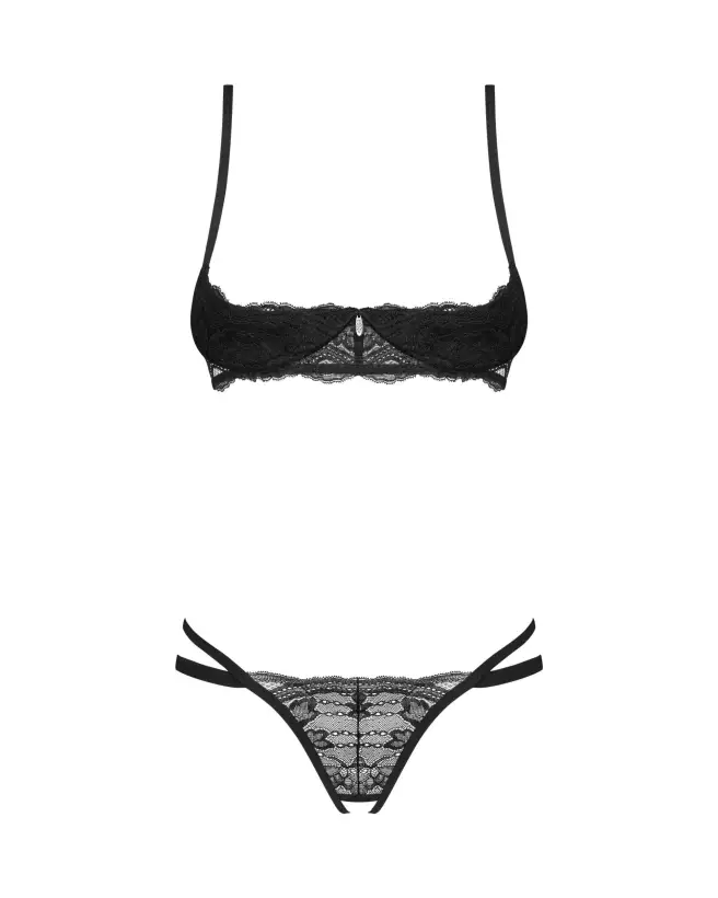 Photo de l'ensemble ouvert Nutris Obsessive en noir, de la séduction élégante en lingerie-5