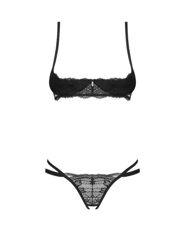 Photo de l'ensemble ouvert Nutris Obsessive en noir, de la séduction élégante en lingerie-5