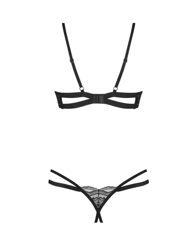 Photo de l'ensemble ouvert Nutris Obsessive en noir, de la séduction élégante en lingerie-6