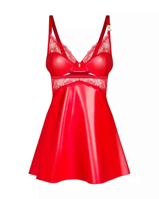 Nuisette Aliosa Obsessive rouge avec string assorti, lingerie élégante et séduisante-6