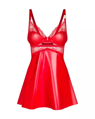 Nuisette Aliosa Obsessive rouge avec string assorti, lingerie élégante et séduisante-6