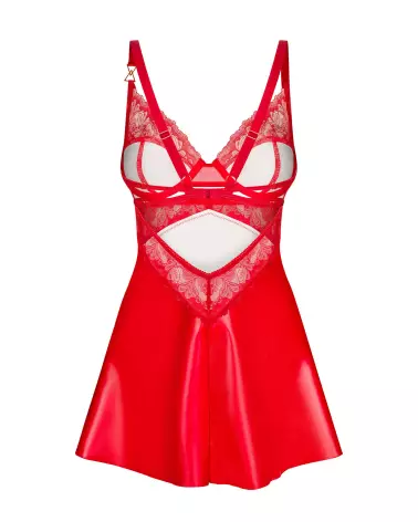 Nuisette Aliosa Obsessive rouge avec string assorti, lingerie élégante et séduisante-7