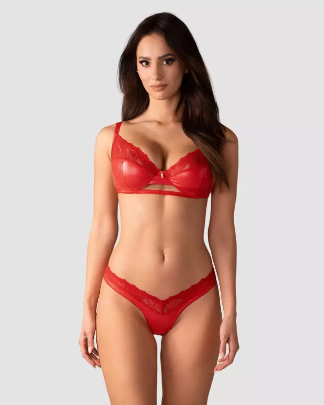 Photo de l'ensemble Aliosa 2 pièces rouge par Obsessive, lingerie élégante et séduisante-2