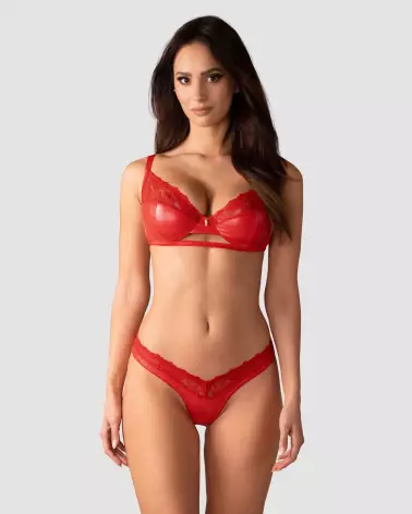 Photo de l'ensemble Aliosa 2 pièces rouge par Obsessive, lingerie élégante et séduisante-2