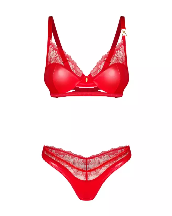 Photo de l'ensemble Aliosa 2 pièces rouge par Obsessive, lingerie élégante et séduisante-5