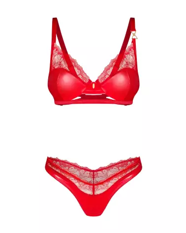 Photo de l'ensemble Aliosa 2 pièces rouge par Obsessive, lingerie élégante et séduisante-5