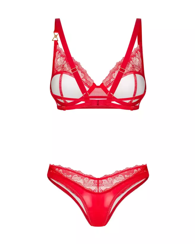 Photo de l'ensemble Aliosa 2 pièces rouge par Obsessive, lingerie élégante et séduisante-6