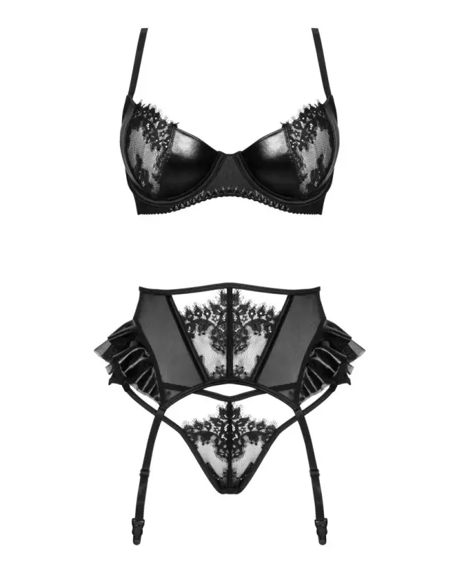 Photo de l'ensemble Rafaella Wetlook Noir par Beauty Night, lingerie séduisante et brillante-7