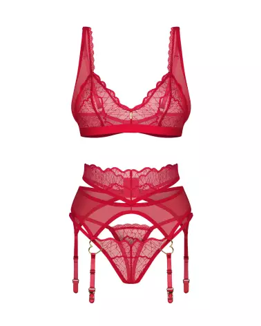 Photo de l'ensemble Cupide Désir 3 pièces rouge par Obsessive – Lingerie élégante et séductrice-5