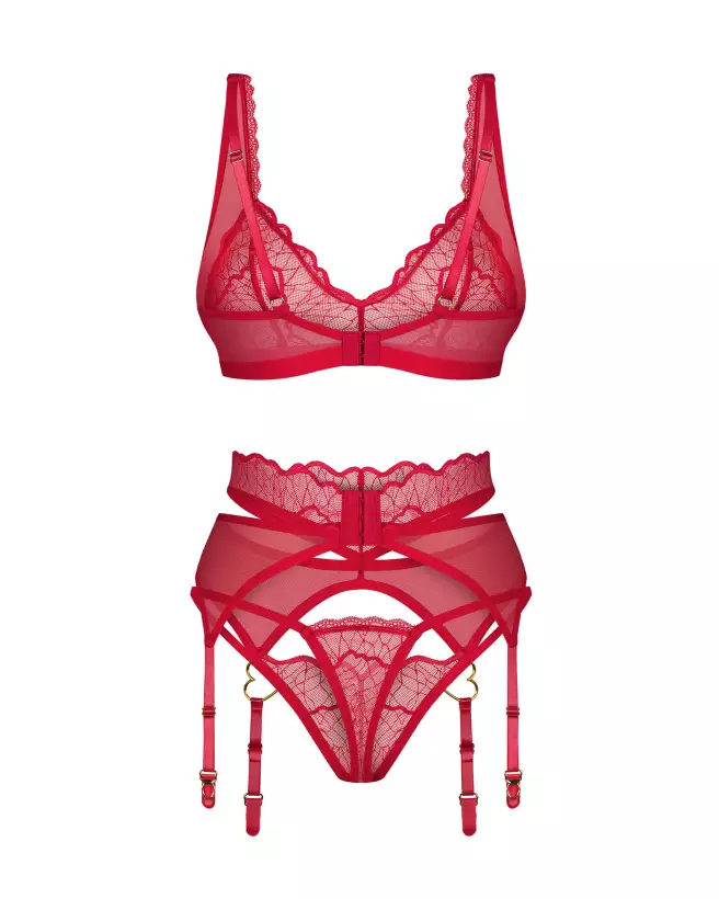 Photo de l'ensemble Cupide Désir 3 pièces rouge par Obsessive – Lingerie élégante et séductrice-6
