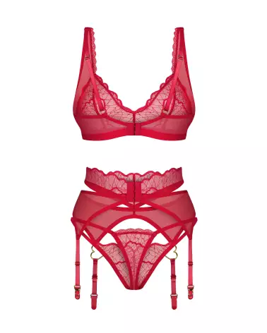 Photo de l'ensemble Cupide Désir 3 pièces rouge par Obsessive – Lingerie élégante et séductrice-6
