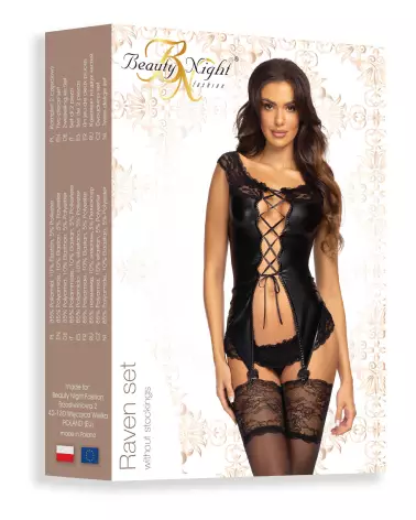Photo de l'ensemble Raven Wetlook Noir par Beauty Night, lingerie élégante et séduisante-10