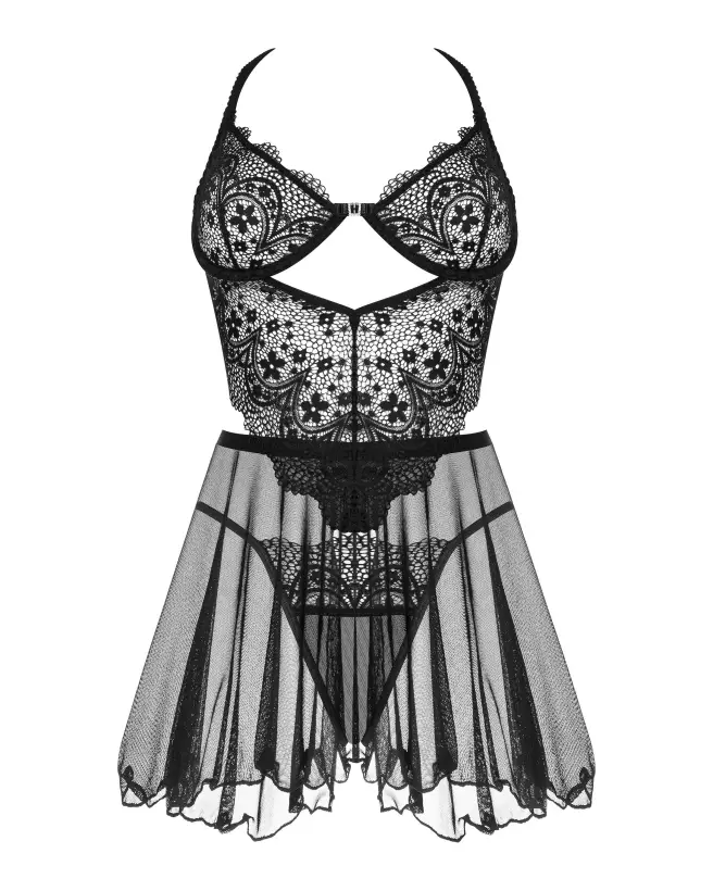 Image de la nuisette Dark Mirage noire par Beauty Night, lingerie élégante et confortable-4