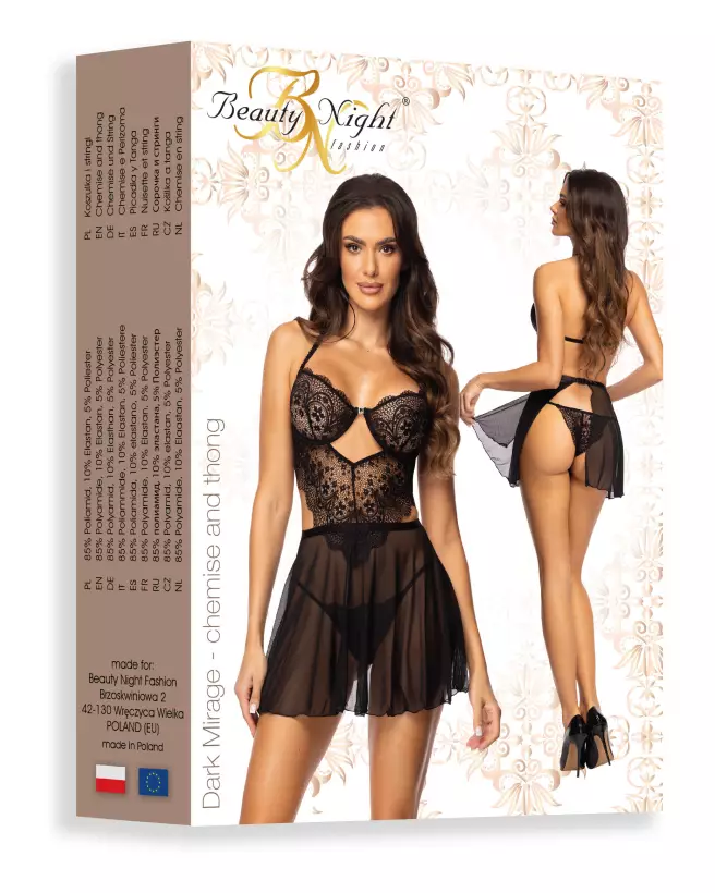 Image de la nuisette Dark Mirage noire par Beauty Night, lingerie élégante et confortable-9
