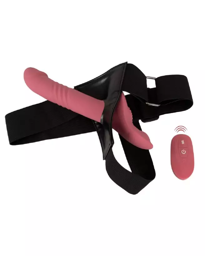 Image du Strap-On Vibrator Pink de You2Toys, gode ceinture vibrant et confortable-3