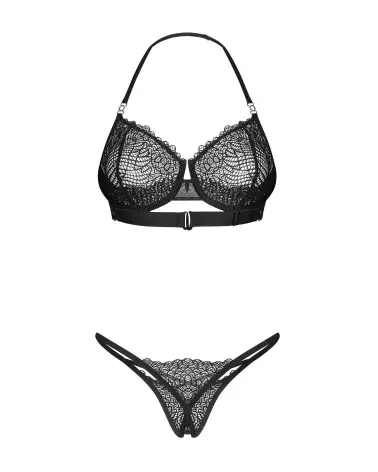 Photo de l'ensemble Iliosa 2 pièces ouvert noir par Obsessive, lingerie élégante et sensuelle-6