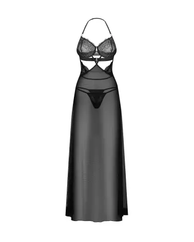 Nuisette Iliosa Obsessive noire avec string assorti, élégante et séduisante-5