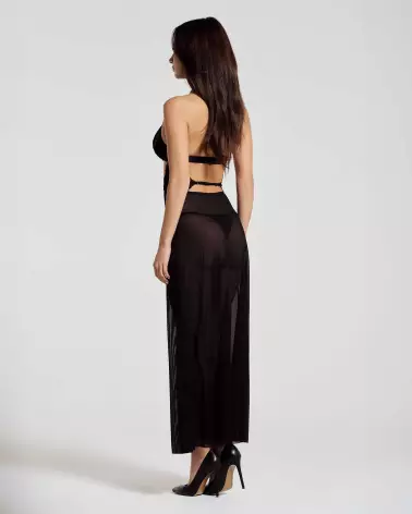 Nuisette Iliosa Obsessive noire avec string assorti, élégante et séduisante-7