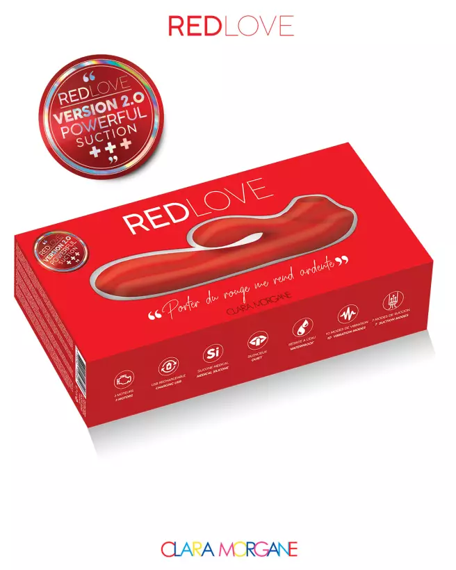 Rabbit Red Love Clara Morgane Sextoy 2 en 1 en Silicone Médical pour Double Stimulation Clitoridienne et Vaginale - image 2