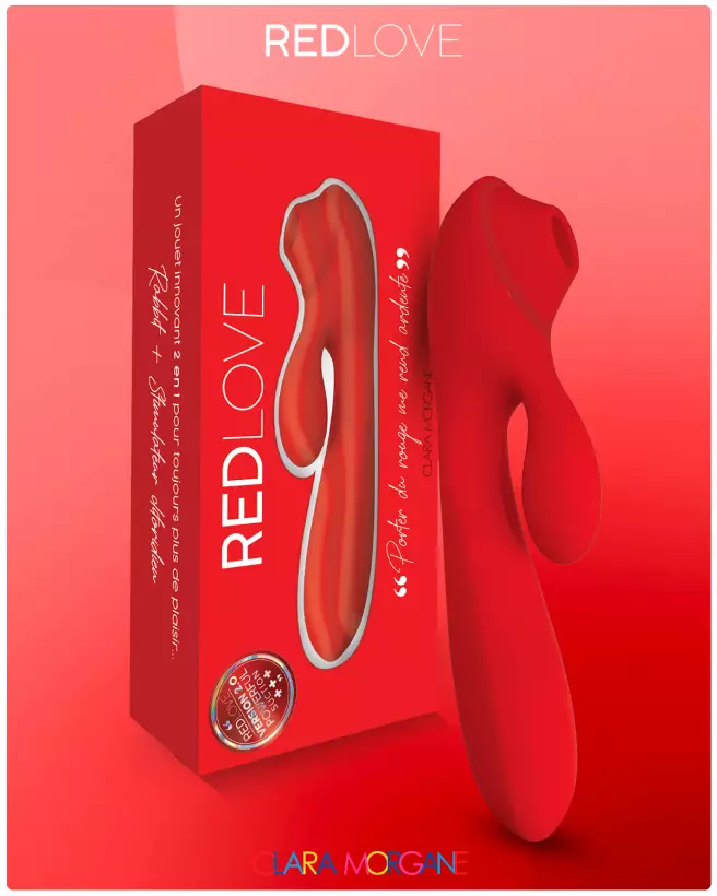 Rabbit Red Love Clara Morgane Sextoy 2 en 1 en Silicone Médical pour Double Stimulation Clitoridienne et Vaginale - image 10