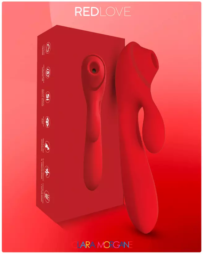 Rabbit Red Love Clara Morgane Sextoy 2 en 1 en Silicone Médical pour Double Stimulation Clitoridienne et Vaginale - image 11