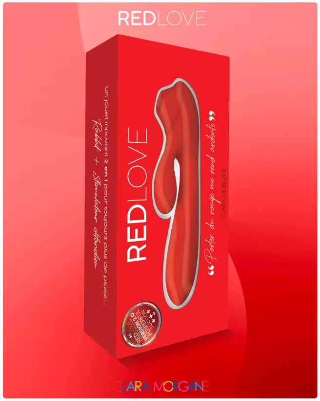 Rabbit Red Love Clara Morgane Sextoy 2 en 1 en Silicone Médical pour Double Stimulation Clitoridienne et Vaginale - image 13